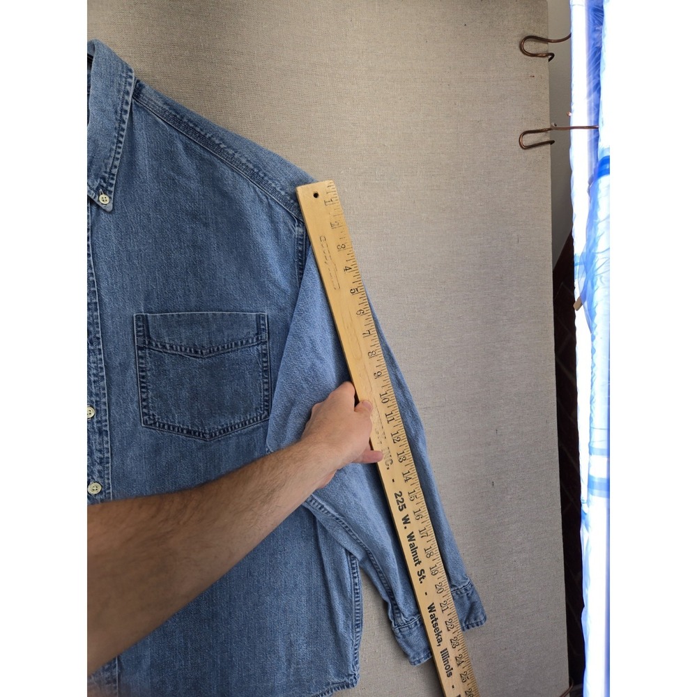 VTG Gap Blue Jeans Denim Shirt Mens Medium Blue Long Sleeve Button Down 90s - Picture 8 of 8
